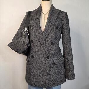 All Saints Astrid Blazer Mono Herringbone Wool Blend Doubled Breasted US Size 4
